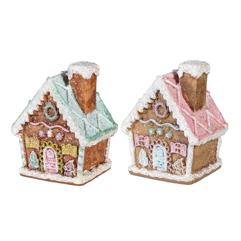 Sugar & Stripes Bright Table Décor Gingerbread House Resin, CDU, 3"H