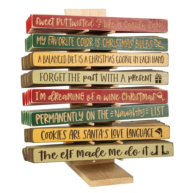 Sugar & Stripes Bright Table Decor Wood Festive Fun Sign, 18"L, Program