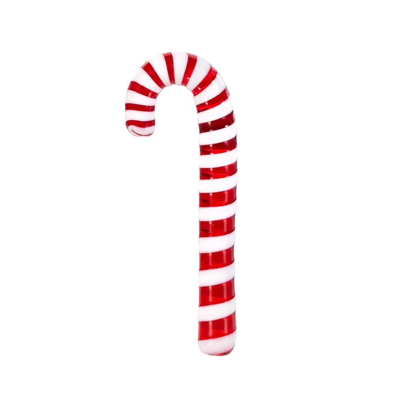 Sugar & Stripes Table Decor Christmas Art Glass Candy Cane, 4.25"H, CDU