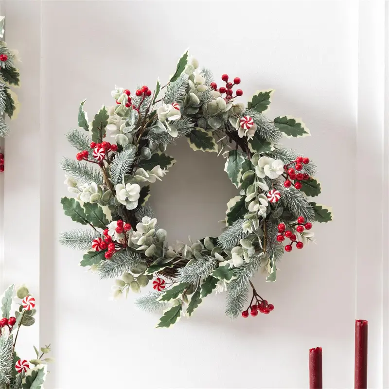 Sugar & Stripes Wreath, 20"L