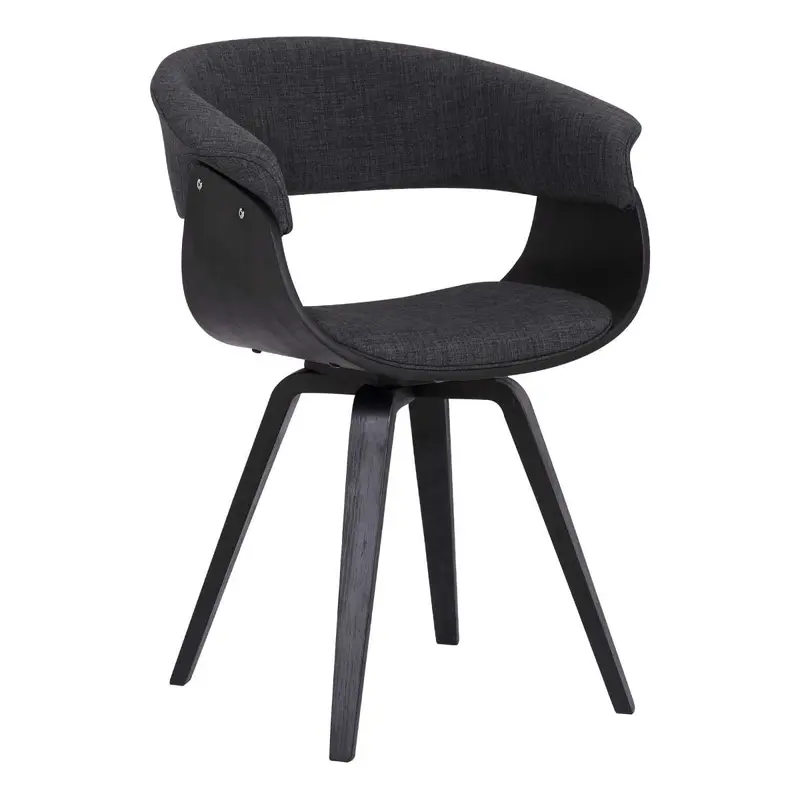 Summer Contemporary Dining Chair in Black Brush Wood Finish and Charcoal Fabric By Armen Living