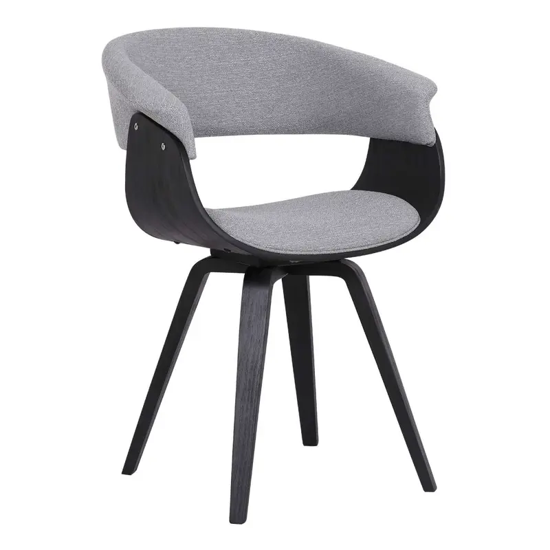 Summer Contemporary Dining Chair in Black Brush Wood Finish and Gray Fabric By Armen Living