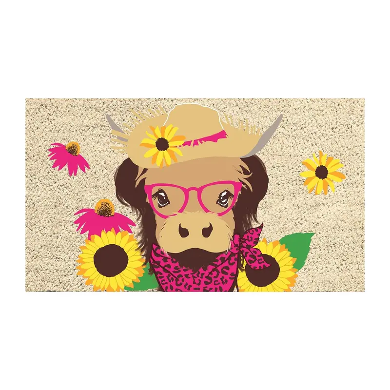 Summer Highland Cow Coir Mat