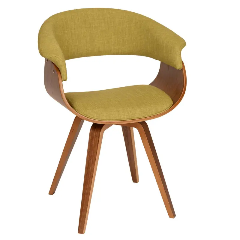 Summer Modern Chair In Green Fabric and Walnut Wood By Armen Living