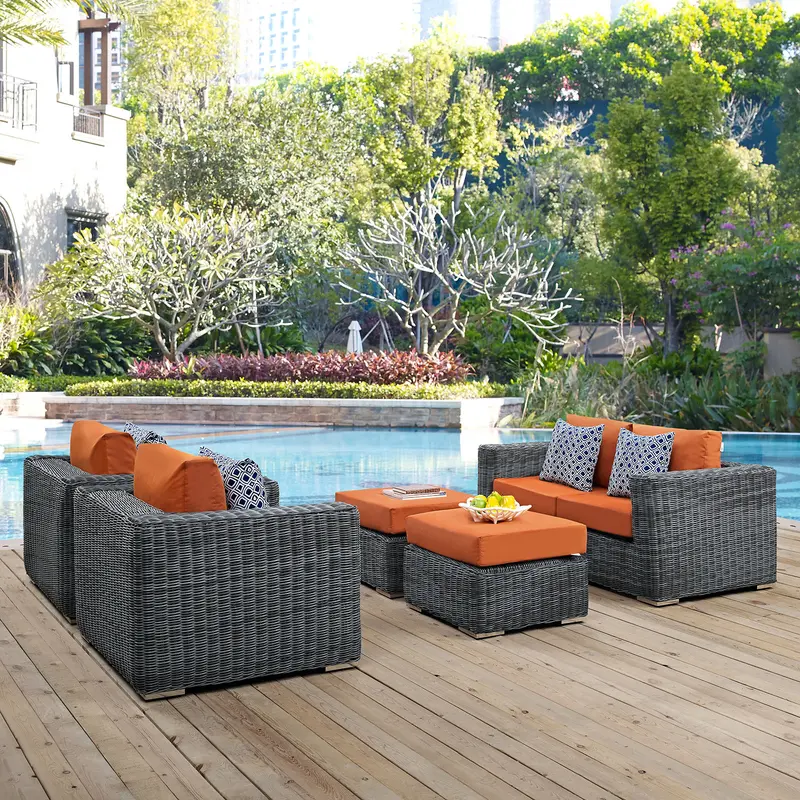 Summon 5 Piece Outdoor Patio Sunbrella¨ Sectional Set by Modway