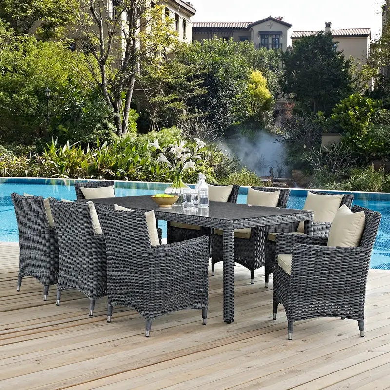Summon 9 Piece Outdoor Patio Sunbrella® Dining Set By Modway - EEI-2331