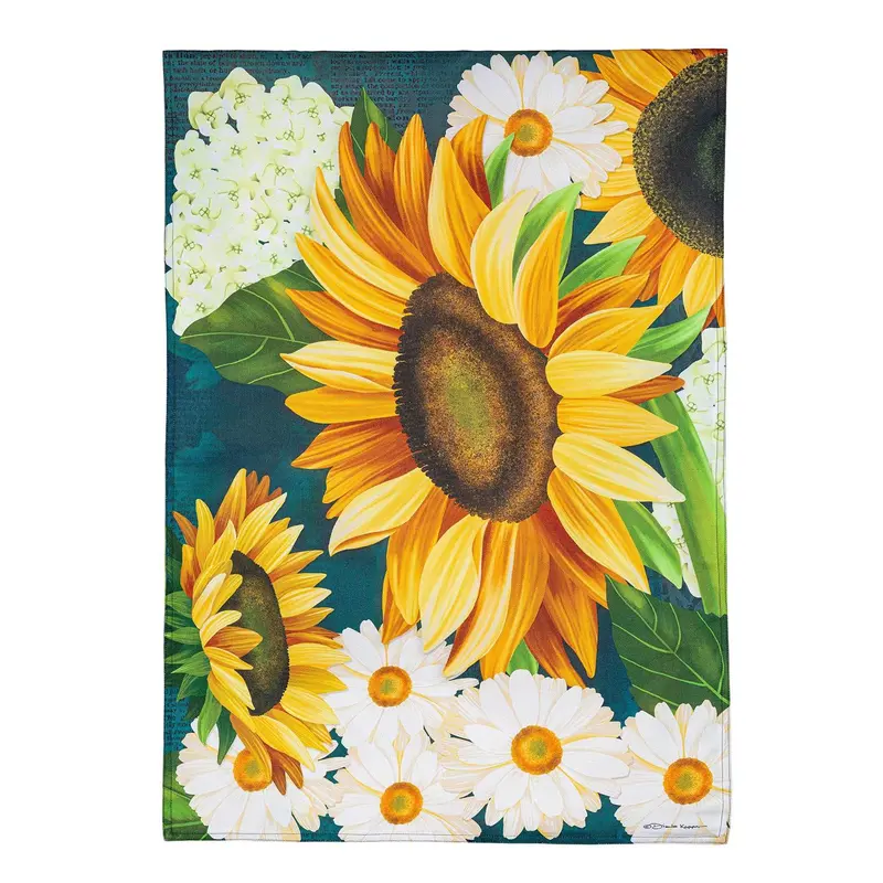 Sunflower Bloom Burlap House Flag