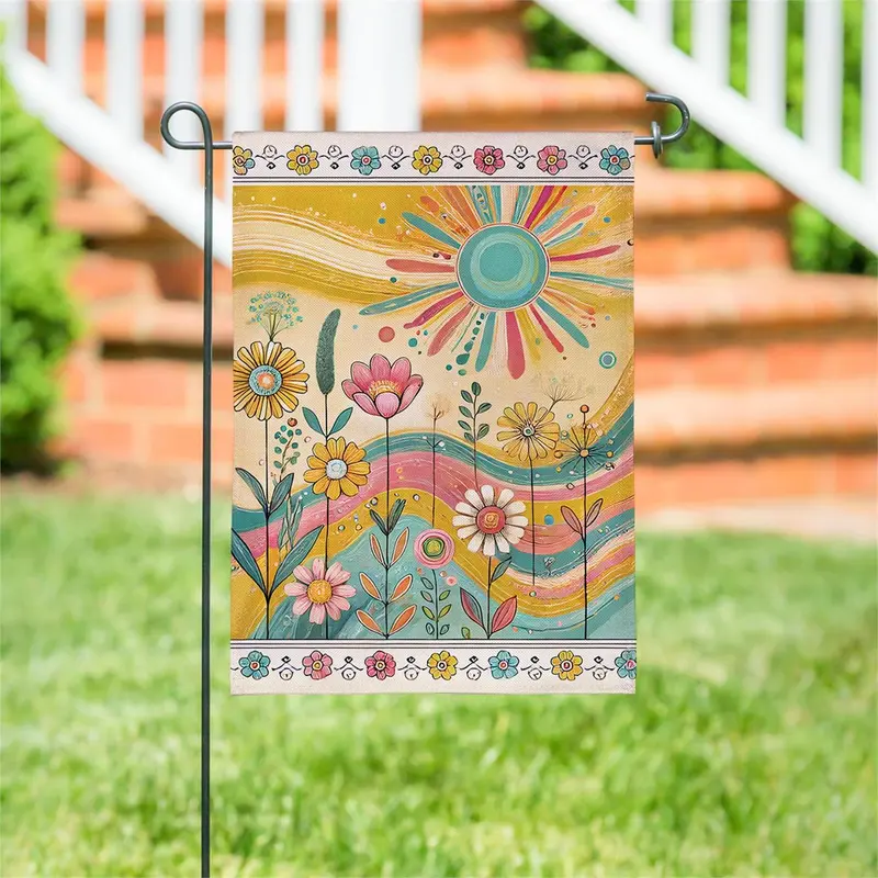 Sunny Field Burlap Garden Flag