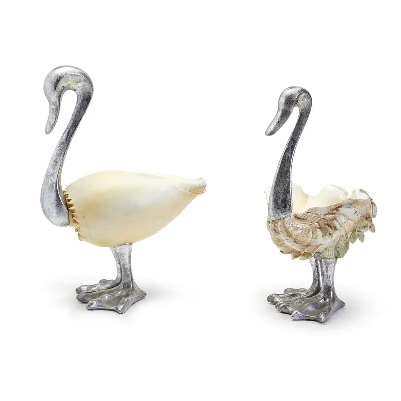 Swan Sculptures Assorted 2 Sizes/Designs Set Of 2 By Tozai Home