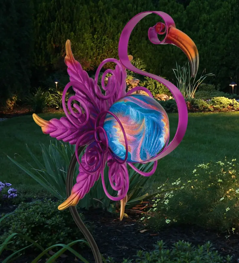 Swirl Solar Stake - Flamingo