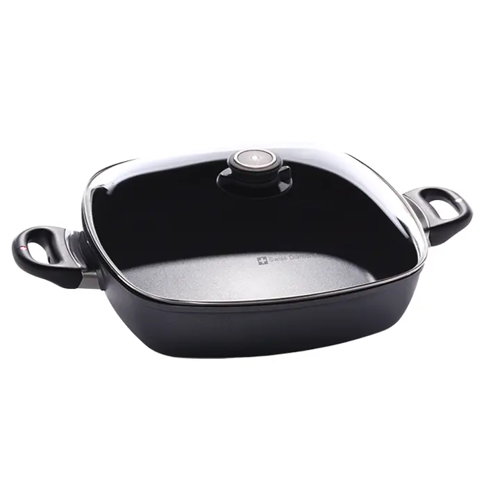 Swiss Diamond 5-Quart Induction Nonstick Square Casserole With Lid