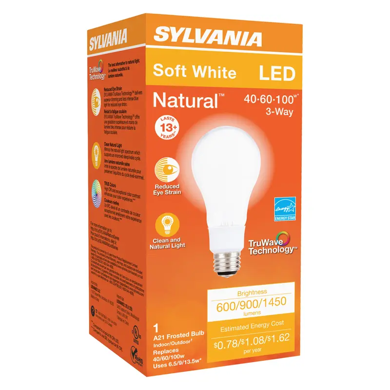 Sylvania Natural A21 E26 (Medium) LED Bulb Soft White 40/60/100 Watt Equivalence 1 pk - Deal of The Week
