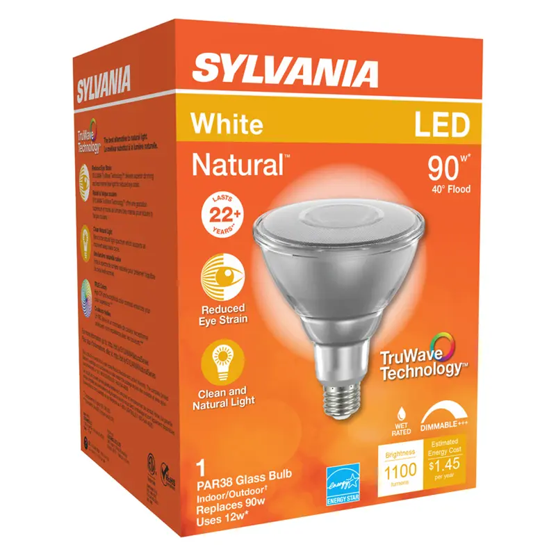 Sylvania Natural PAR38 E26 (Medium) LED Floodlight Bulb White 90 Watt Equivalence 1 pk - Open Box