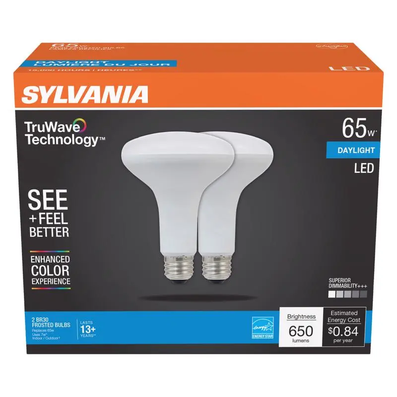 Sylvania TruWave BR30 E26 (Medium) LED Floodlight Bulb Daylight 65 Watt Equivalence 2 pk - Deal of The Week