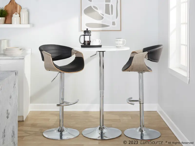 Symphony Adjustable Barstool - Set of 2 By LumiSource - BS-SYMPPU-RT2 CHRLGYBK2