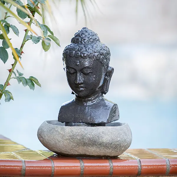 Table Top Buddha Head Fountain By Garden Age Supply