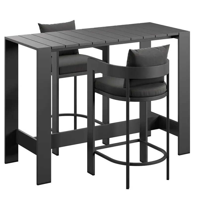 Tahoe 3-Piece Outdoor Patio Aluminum Bar Table Set by Modway
