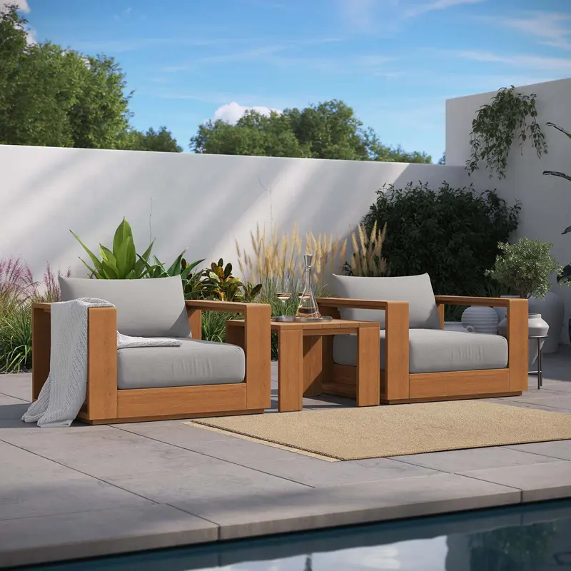 Tahoe Outdoor Patio Acacia Wood 3-Piece Furniture Set By Modway - EEI-6798