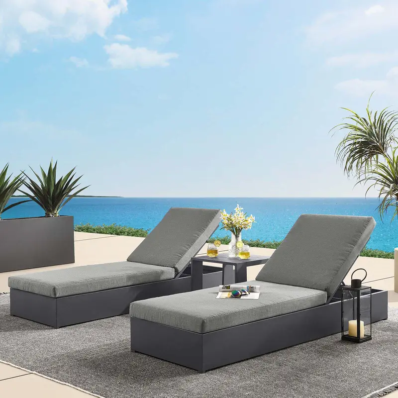 Tahoe Outdoor Patio Powder-Coated Aluminum 3-Piece Chaise Lounge Set By Modway - EEI-6673