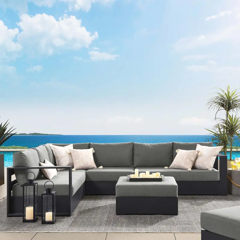 Tahoe Outdoor Patio Powder-Coated Aluminum 5-Piece Sectional Sofa Set By Modway - EEI-6674