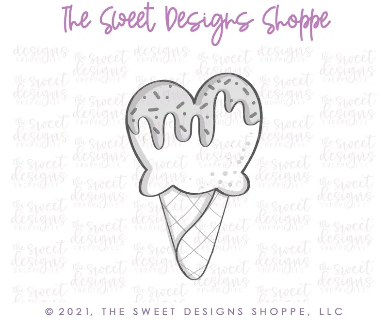 Tall Heart Ice Cream Waffle - Cookie Cutter