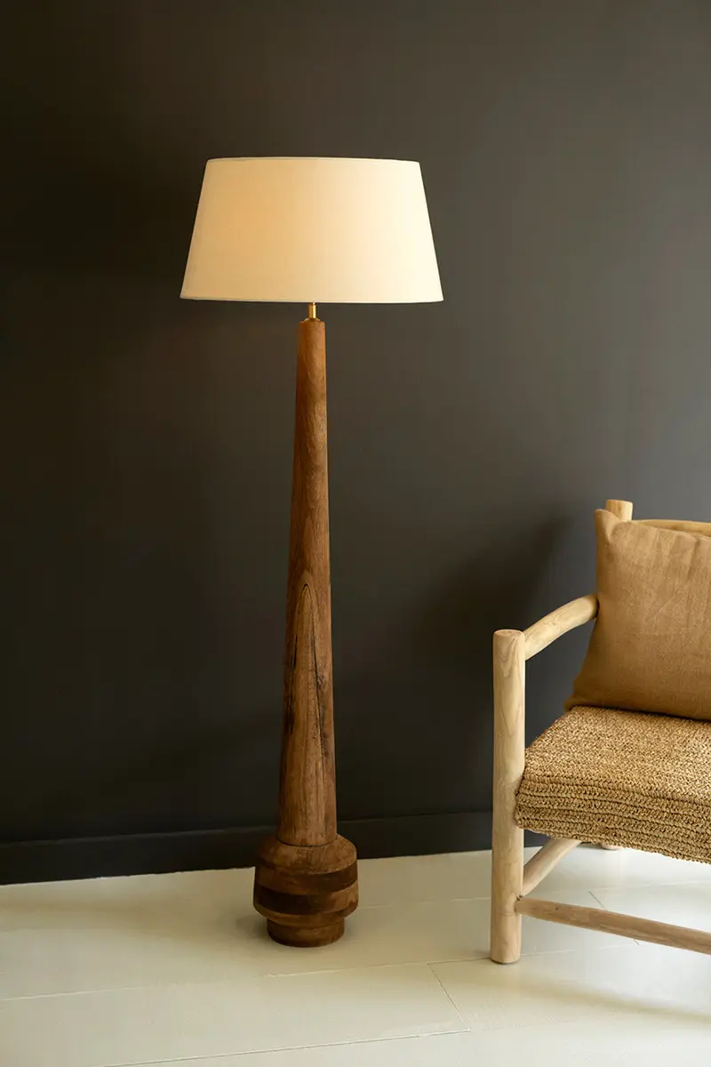 Tall Wooden Floor Lamp Base With Shade By Kalalou