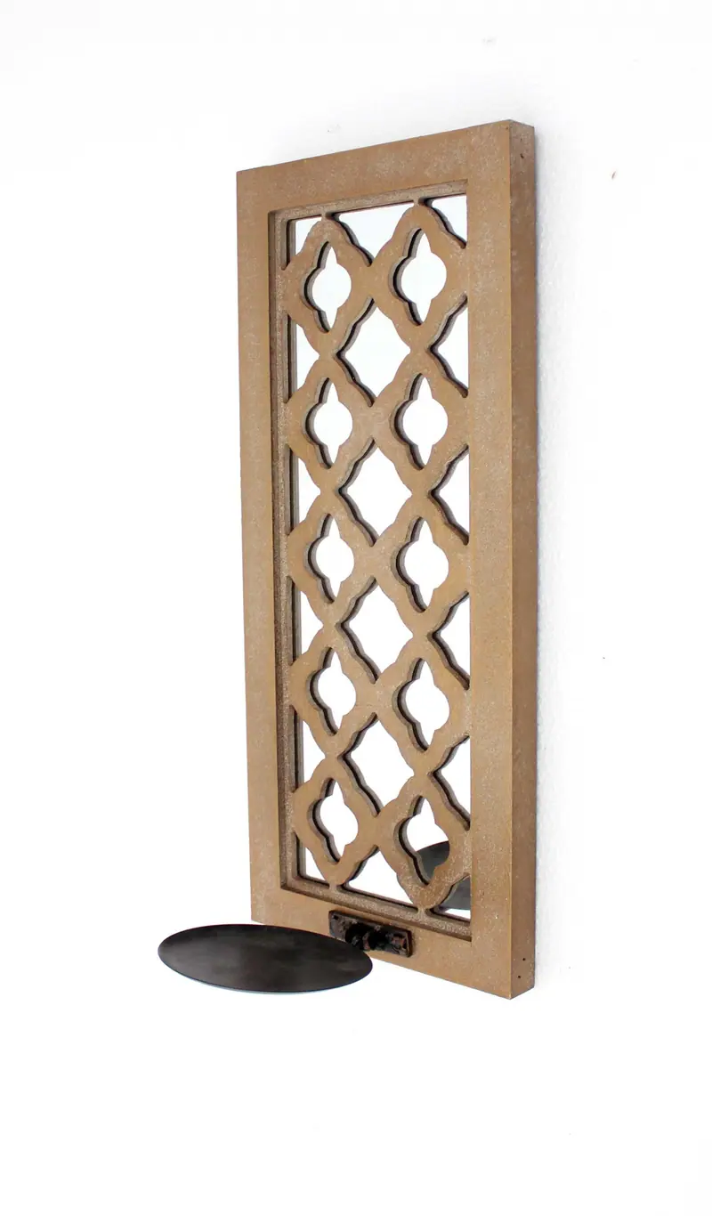 Tan Wooden Cross - Candle Holder Sconce By Homeroots