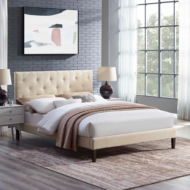 Tarah Full Fabric Platform Bed with Squared Tapered Legs By Modway - MOD-5985