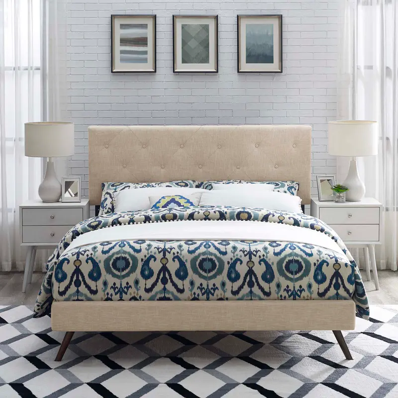 Tarah Queen Fabric Platform Bed with Round Splayed Legs By Modway - MOD-5979