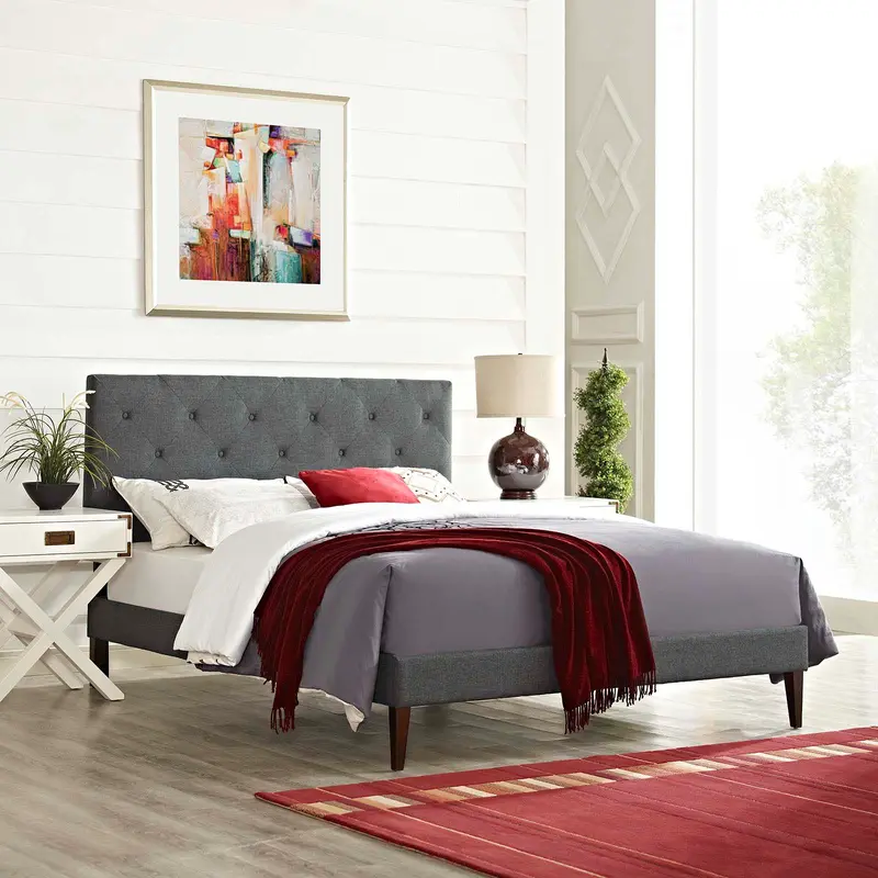 Tarah Queen Fabric Platform Bed with Squared Tapered Legs By Modway - MOD-5987