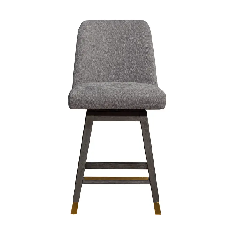 Taupe and Gray Solid Wood Counter Height Swivel Bar Chair By Homeroots