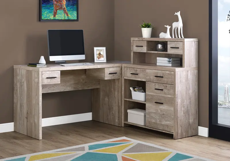 Taupe Particle Board Hollow Core Computer Desk By Homeroots