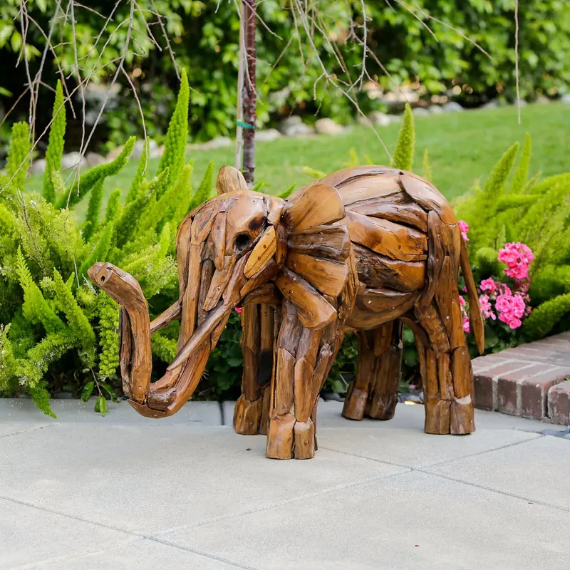 Teak Baby Elephant By Garden Age Supply