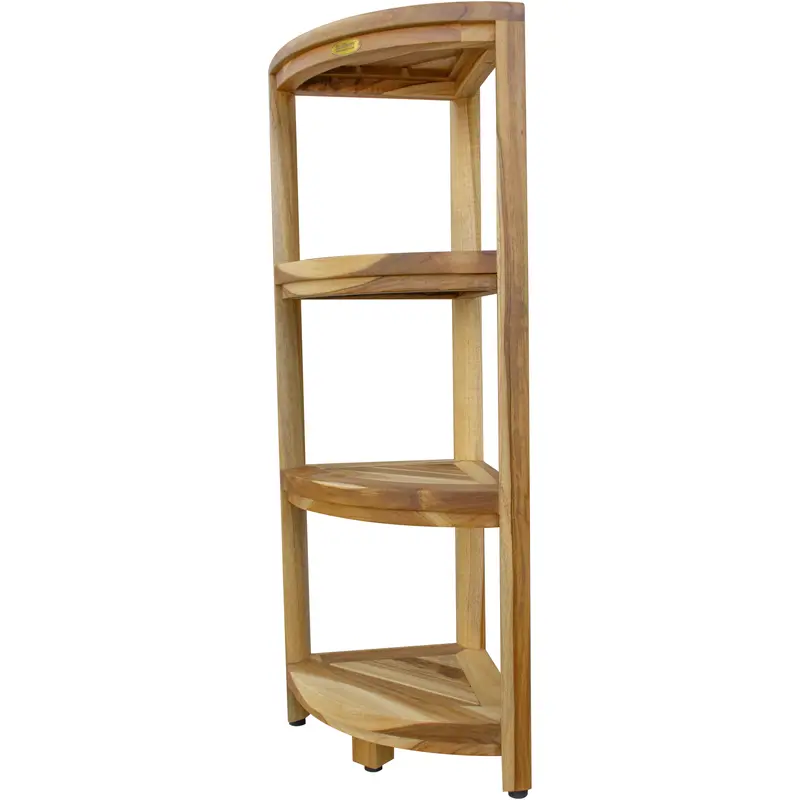 Teak Four Tier Corner Shelf in Natural Finish By Homeroots