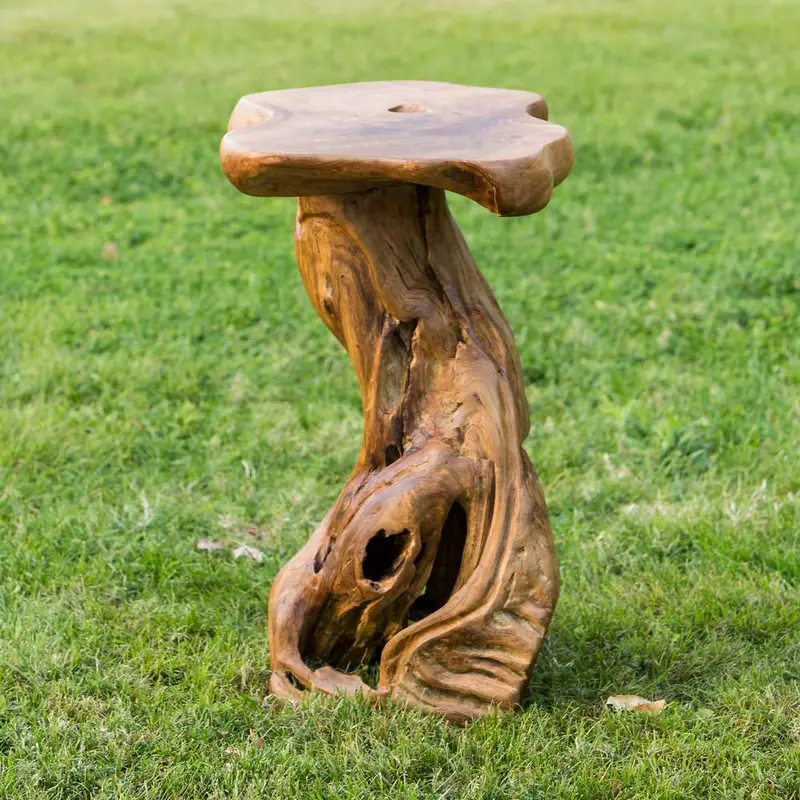 Teak Mushroom Bar Stool Set of 2 By Garden Age Supply
