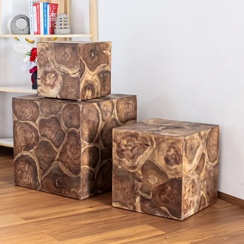 Teak Nesting Cube Box - Set of 3 By Garden Age Supply