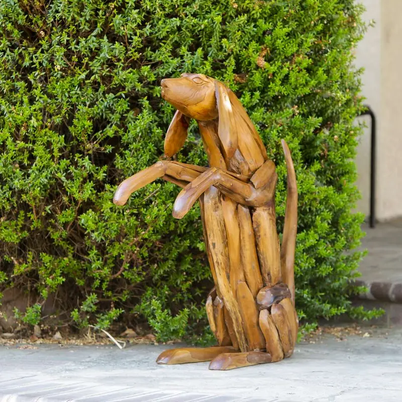 Teak Playful Dog By Garden Age Supply