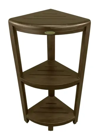 Teak Three Tier Corner Corner Shower Shelf in Brown Finish By Homeroots