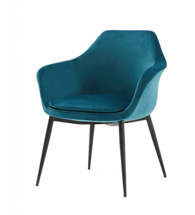 Teal and Black Velvet Dining or Side Chair By Homeroots