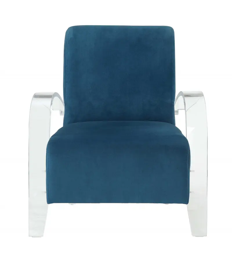 Teal Velvet Clear Arm Accent Chair By Homeroots