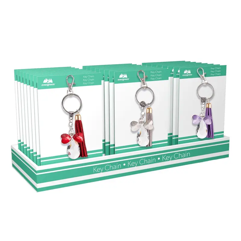 Tear Shaped with Bow Tie Glass Key Ring, Asst of 3, CDU