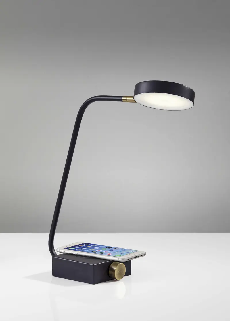Tech Enhanced Black Metal Disk LED Adjustable Desk Lamp By Homeroots