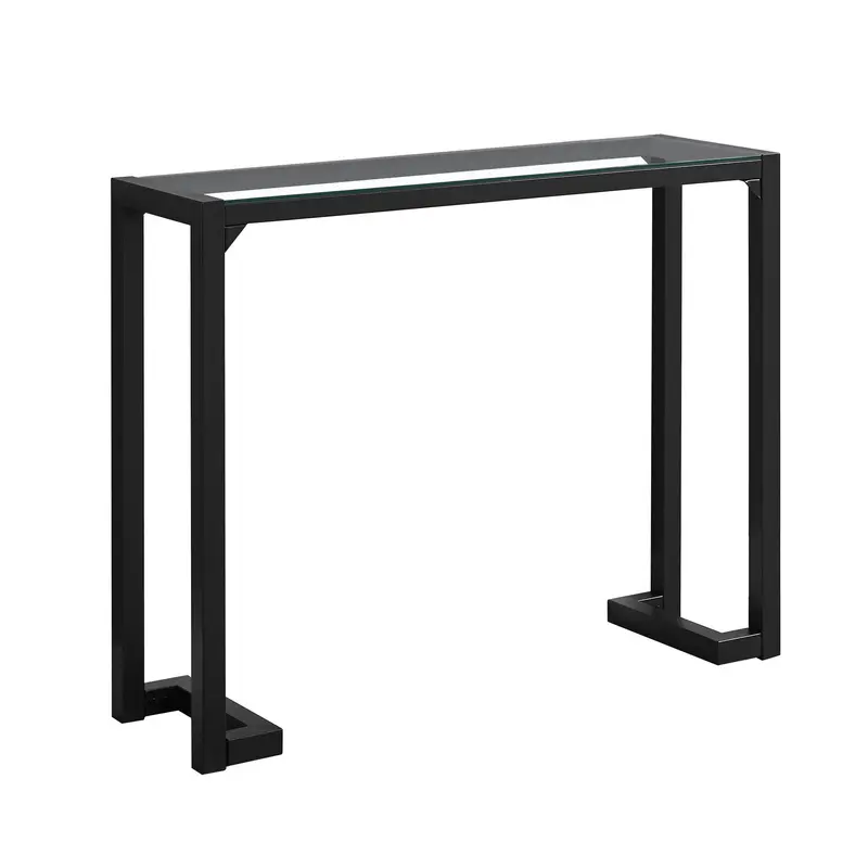 Tempered and Black Metal Accent Table By Homeroots