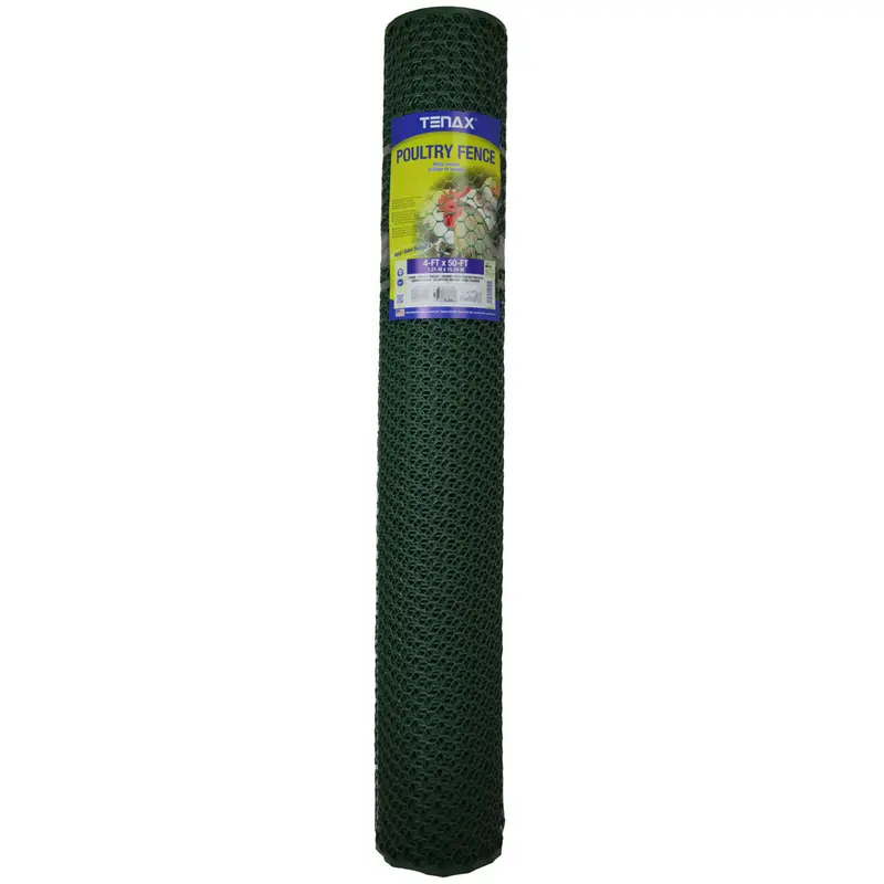Tenax Plastic Hex Net Poultry Fence Green Lightweight Garden Mesh 4 ft x 50 ft