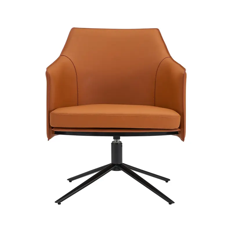 Terra Cotta Faux Leather Swivel Accent Chair By Homeroots