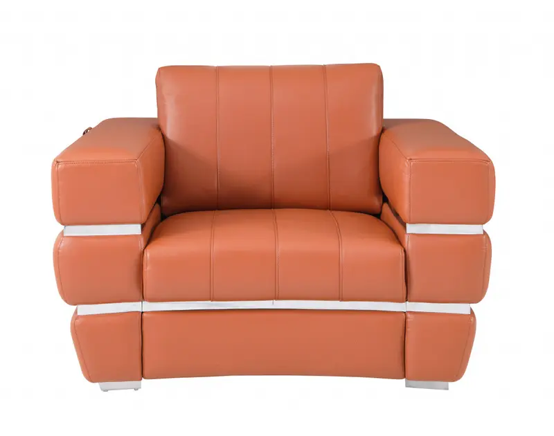 Terra Cotta Stripe Top Grade Italian Leather Chair By Homeroots