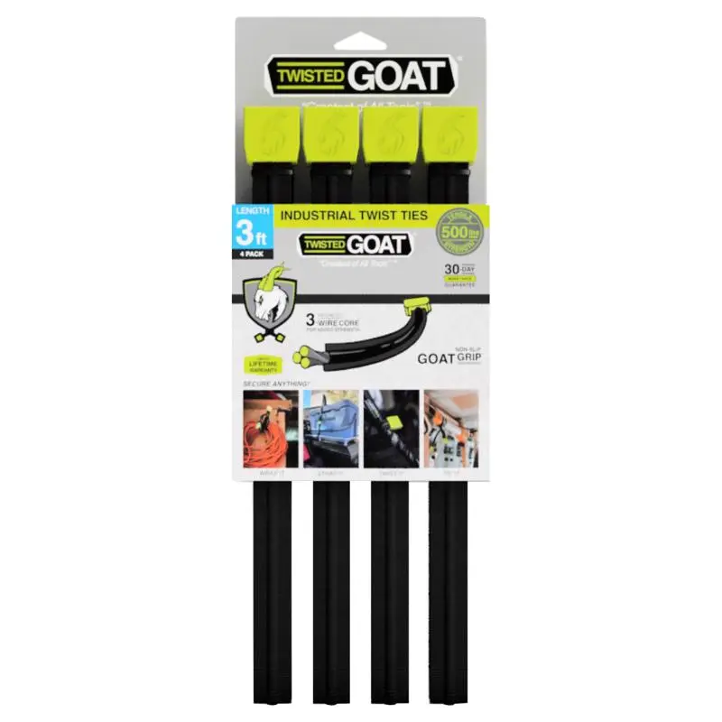 testing product Twisted Goat 36 in. L Black Twist Ties 4 pk (Copy)