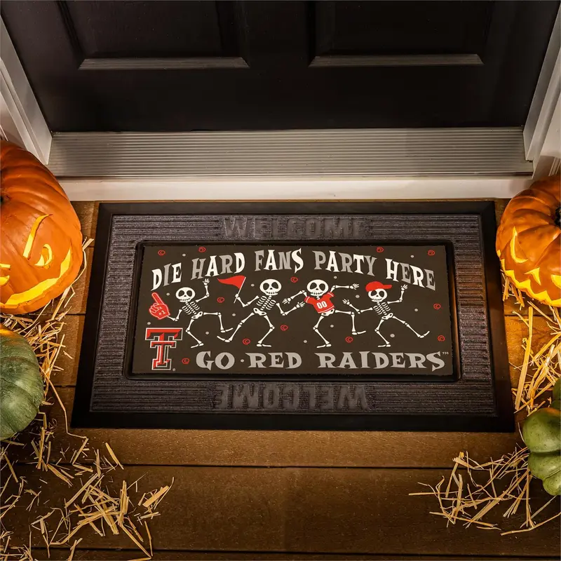 Texas Tech University Flocked Coir Halloween Sassafras Switch Mat, 22"x10"