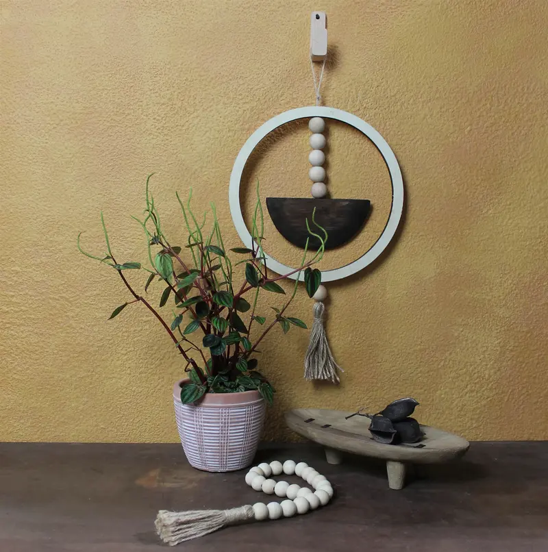 Thatched Wood Tray, Wood Set Of 2 By HomArt