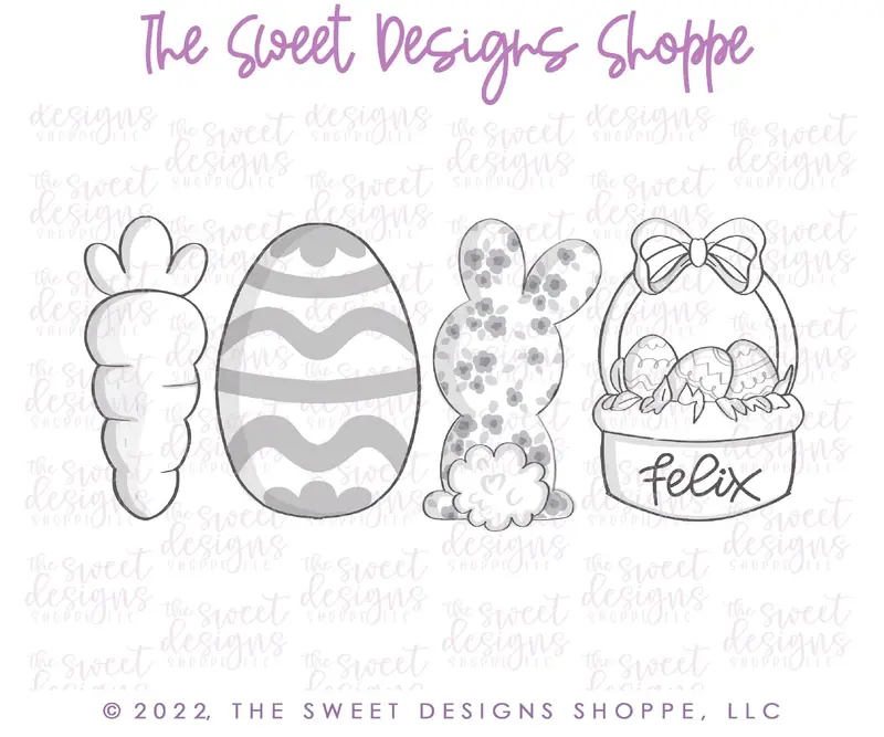 The Frosted Cookiery "Easter" Class - Cookie Cutters Set Only - Set of 4 Cookie Cutters - Class not included. Online Class.